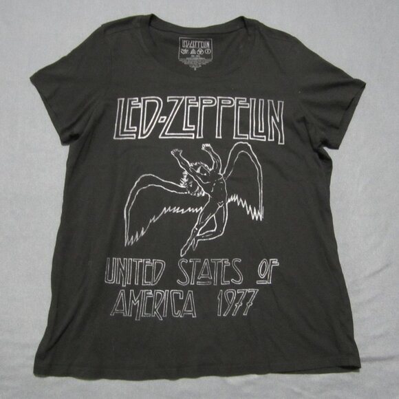 Led-Zeppelin United States of America 1977 T-Shirt Men's L Black Short Sleeve - Picture 1 of 10
